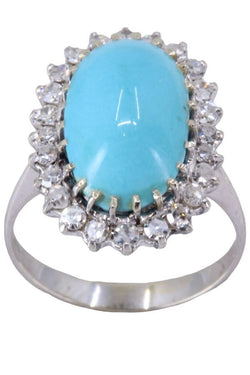 Marquise turquoise et diamants en or blanc - Castafiore