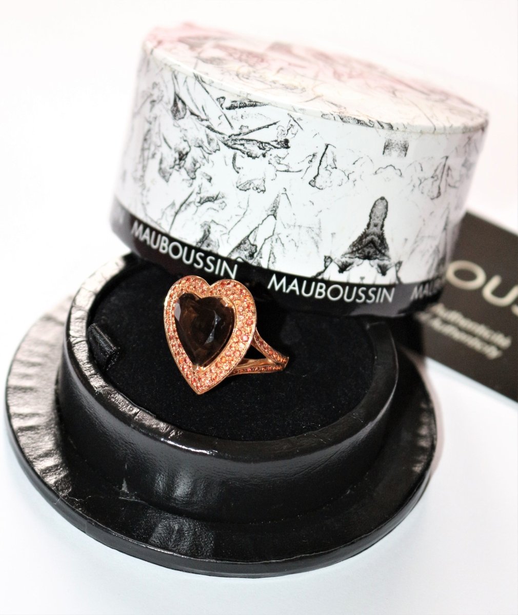MAUBOUSSIN bague « Subtile Raison » quartz fumé, saphirs pêche, citrines Madère - Castafiore