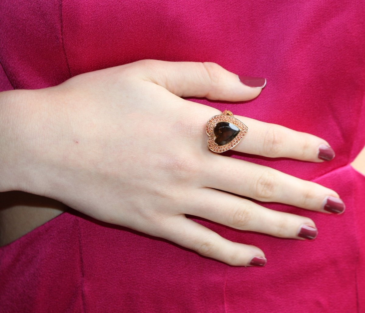 MAUBOUSSIN bague « Subtile Raison » quartz fumé, saphirs pêche, citrines Madère - Castafiore