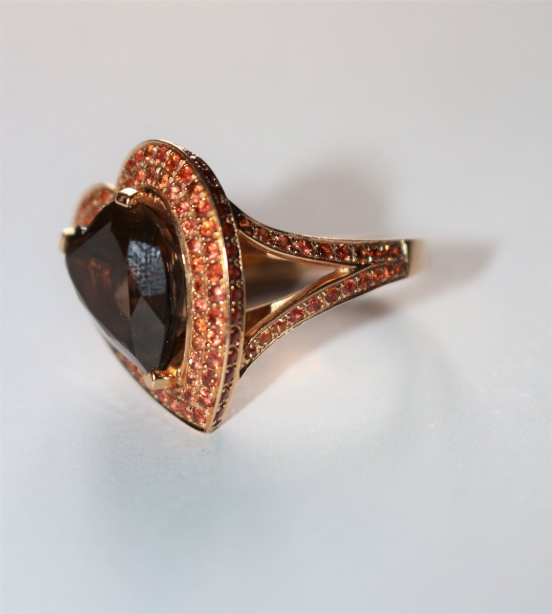 MAUBOUSSIN bague « Subtile Raison » quartz fumé, saphirs pêche, citrines Madère - Castafiore