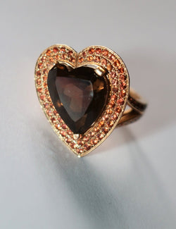 MAUBOUSSIN bague « Subtile Raison » quartz fumé, saphirs pêche, citrines Madère - Castafiore