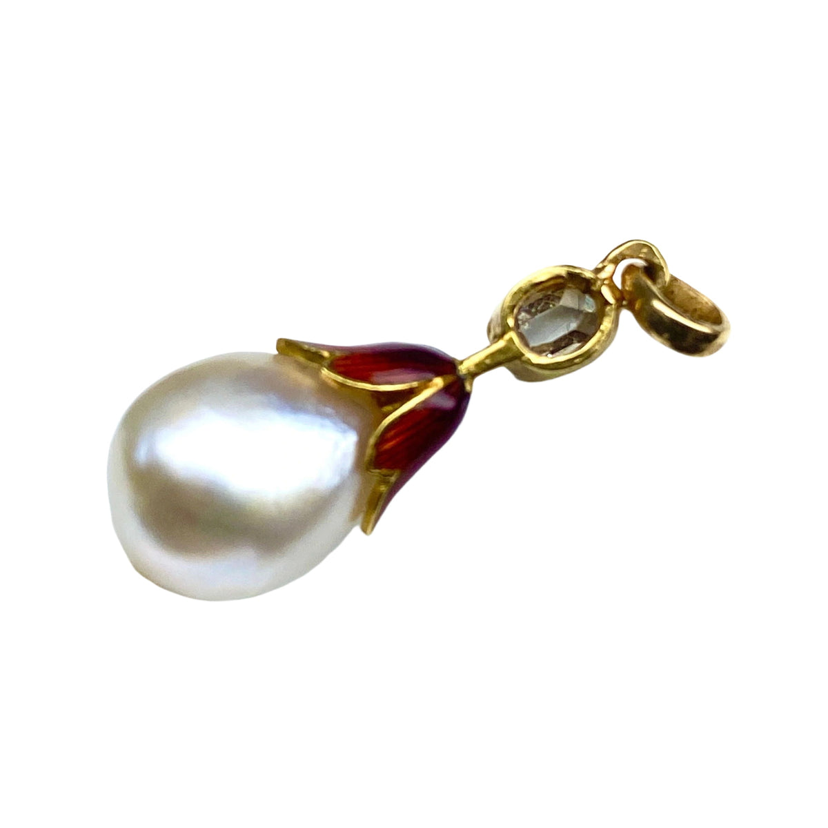 Fine pearl pendant, diamond, gold, period around 1900