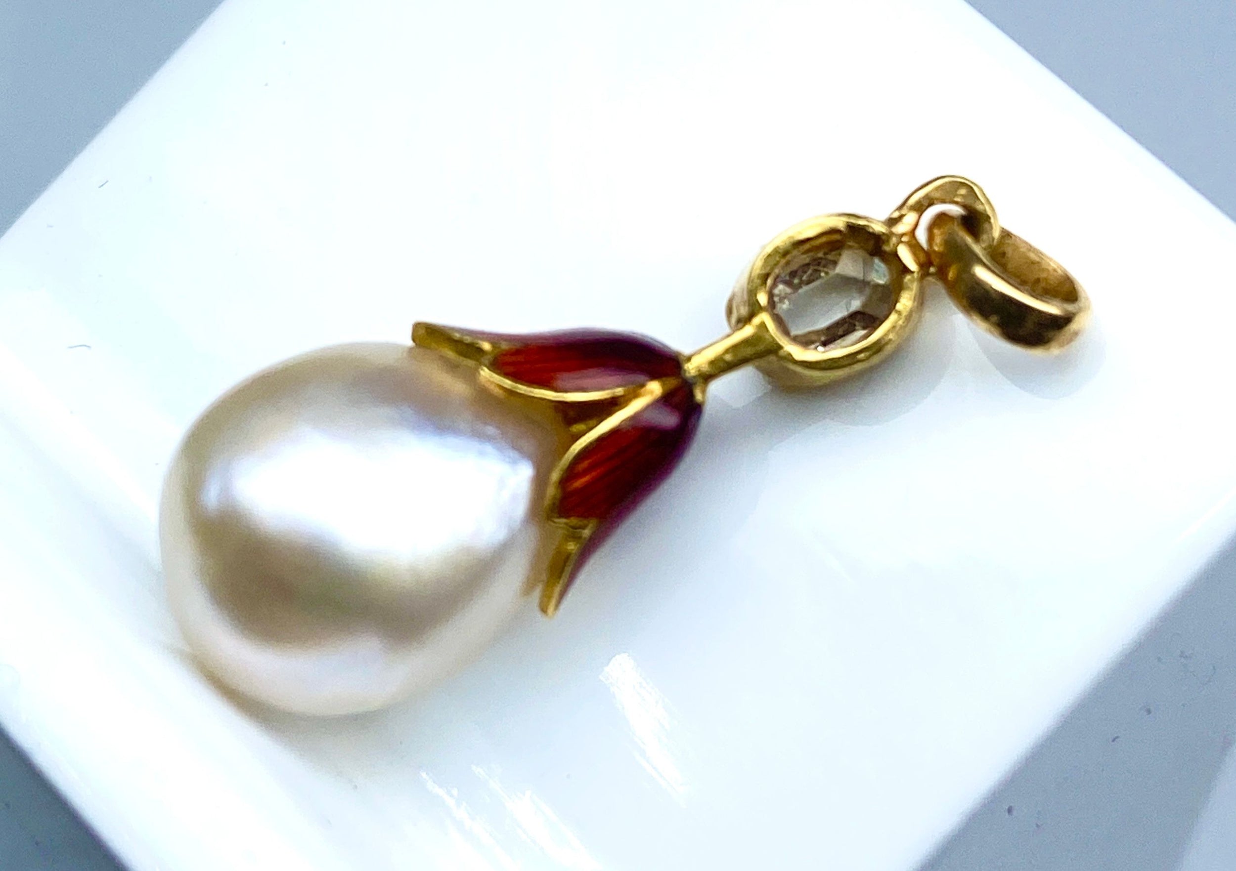 Pendentif perle fine , diamant ,or ,époque vers 1900