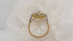 Pompadour ring in two-tone gold, sapphire and diamonds 