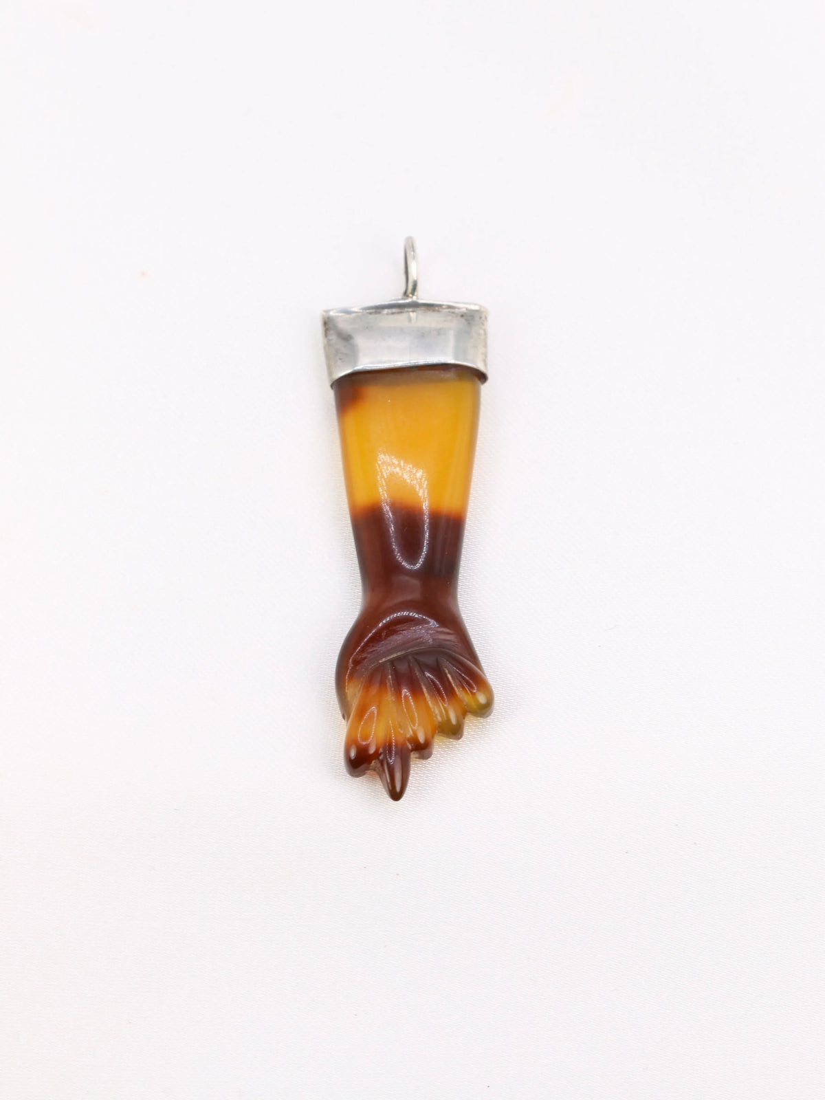 Vintage silver figa hand pendants with hard stones