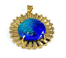 Pendentif soleil en or 18 carats : émail bleu limoges H .MARTY