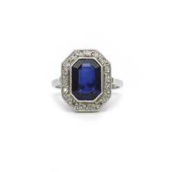 Bague - Or, Platine, saphir & Diamants