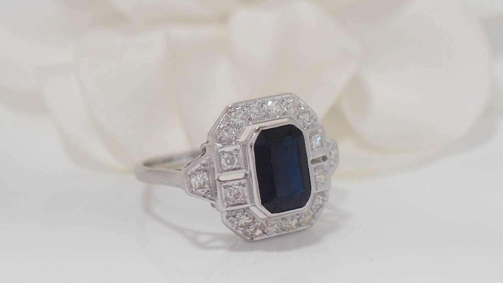 Platinum, sapphire and diamond ring 