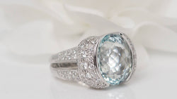 White gold, aquamarine and diamond ring 