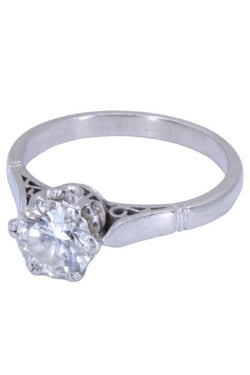 Solitaire ancien diamant 1.20 carat en platine