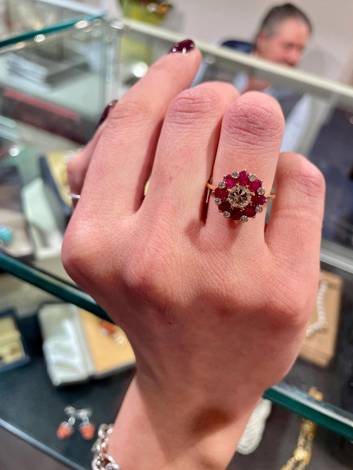 Vintage Ruby Diamond Cocktail Ring