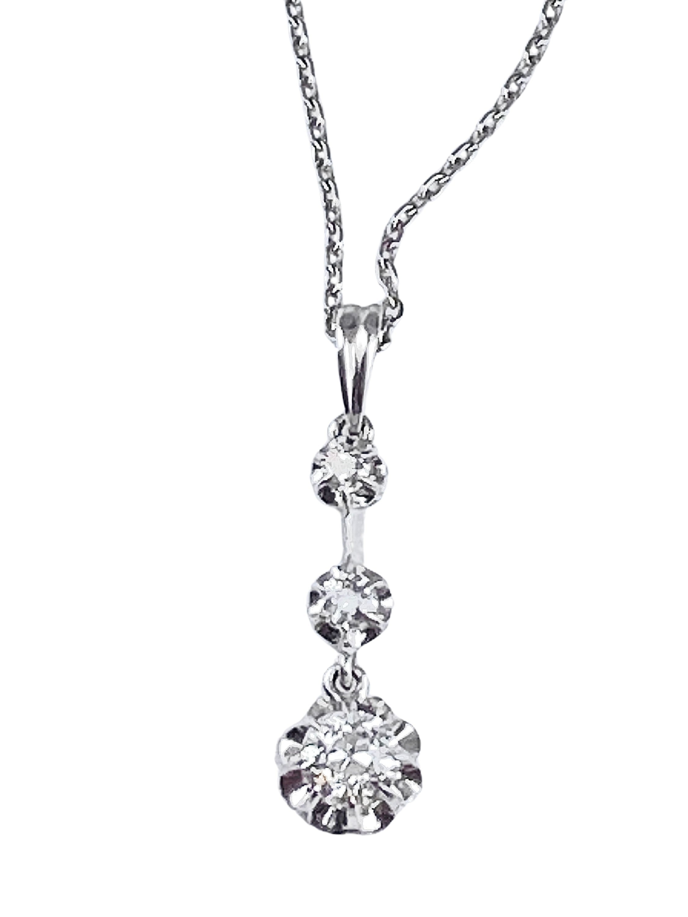 Pendentif en or blanc et diamants