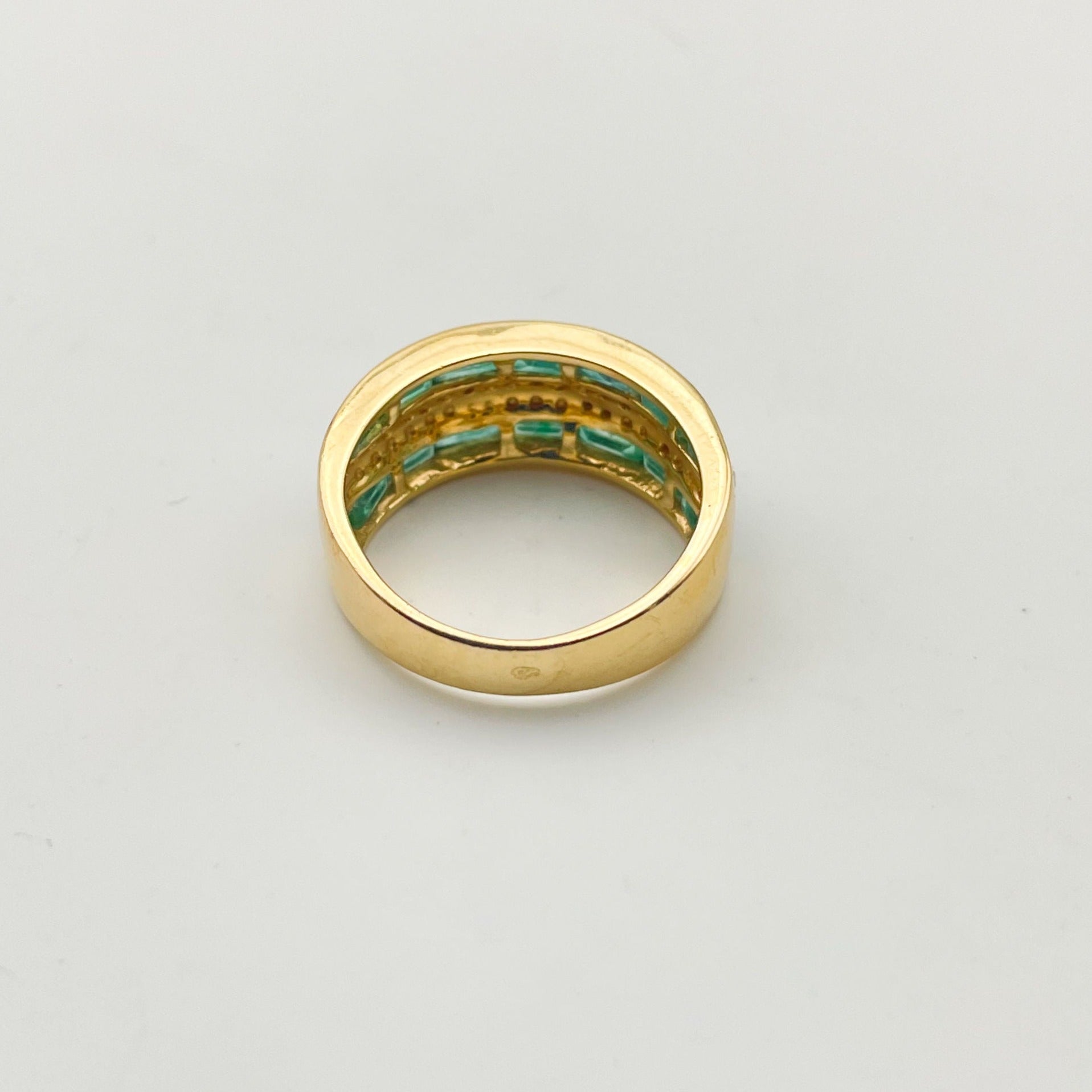 Vintage Emeralds and Diamonds Band Ring