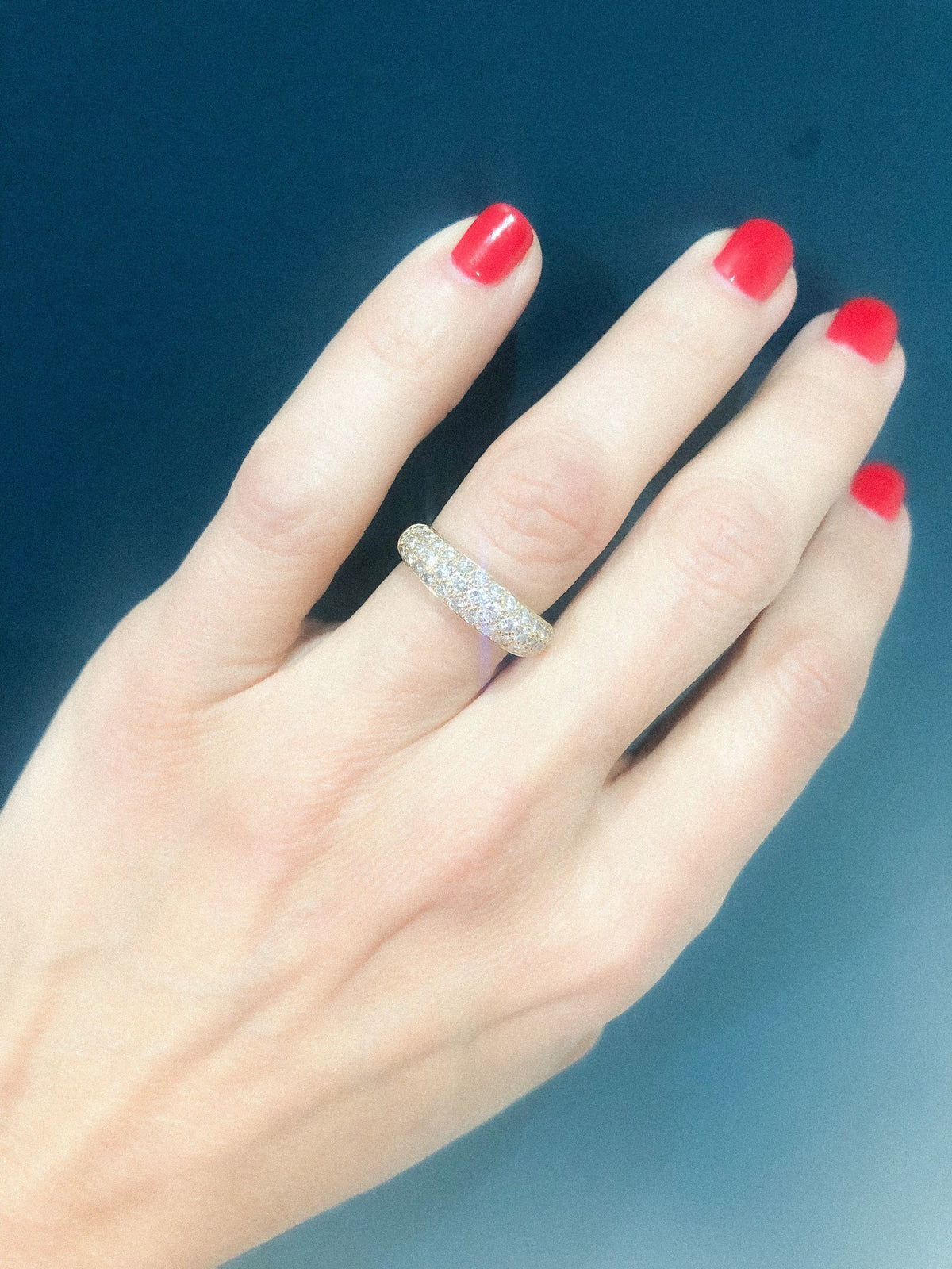 Yellow gold ring paved with diamonds from Cartier