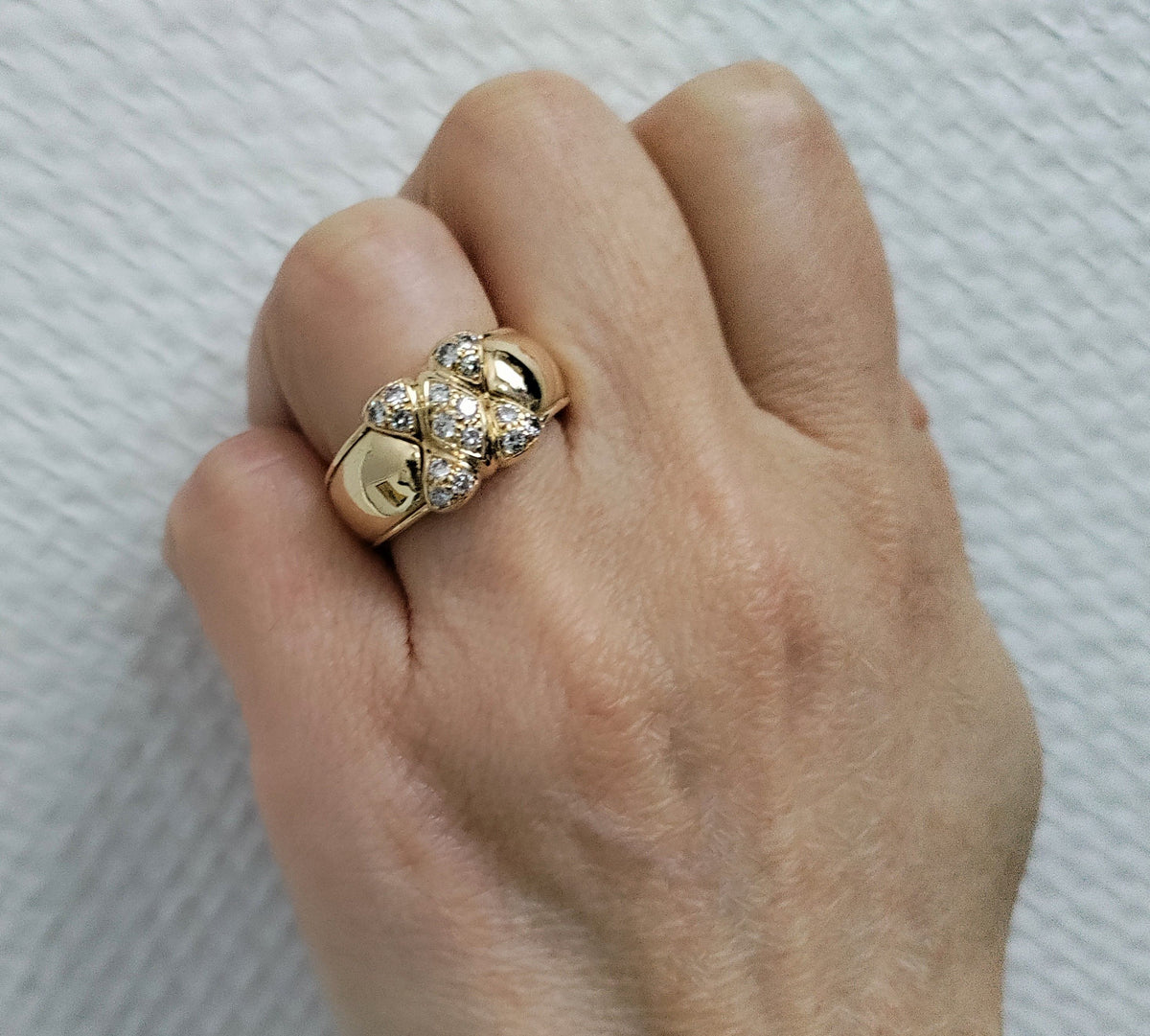 MAUBOUSSIN vintage Harlequin ring yellow gold and diamonds