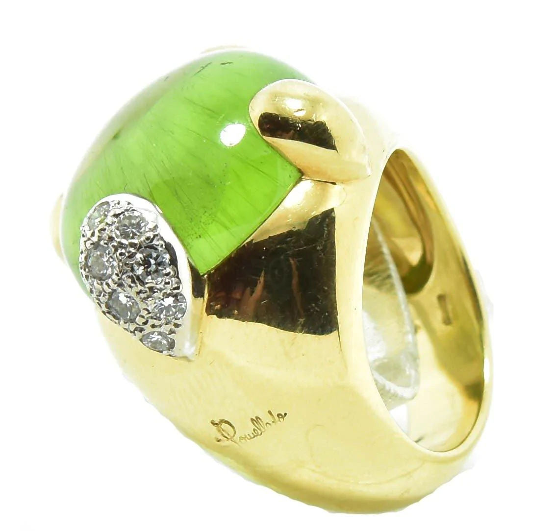 Peridot yellow gold ring signed Pomellato