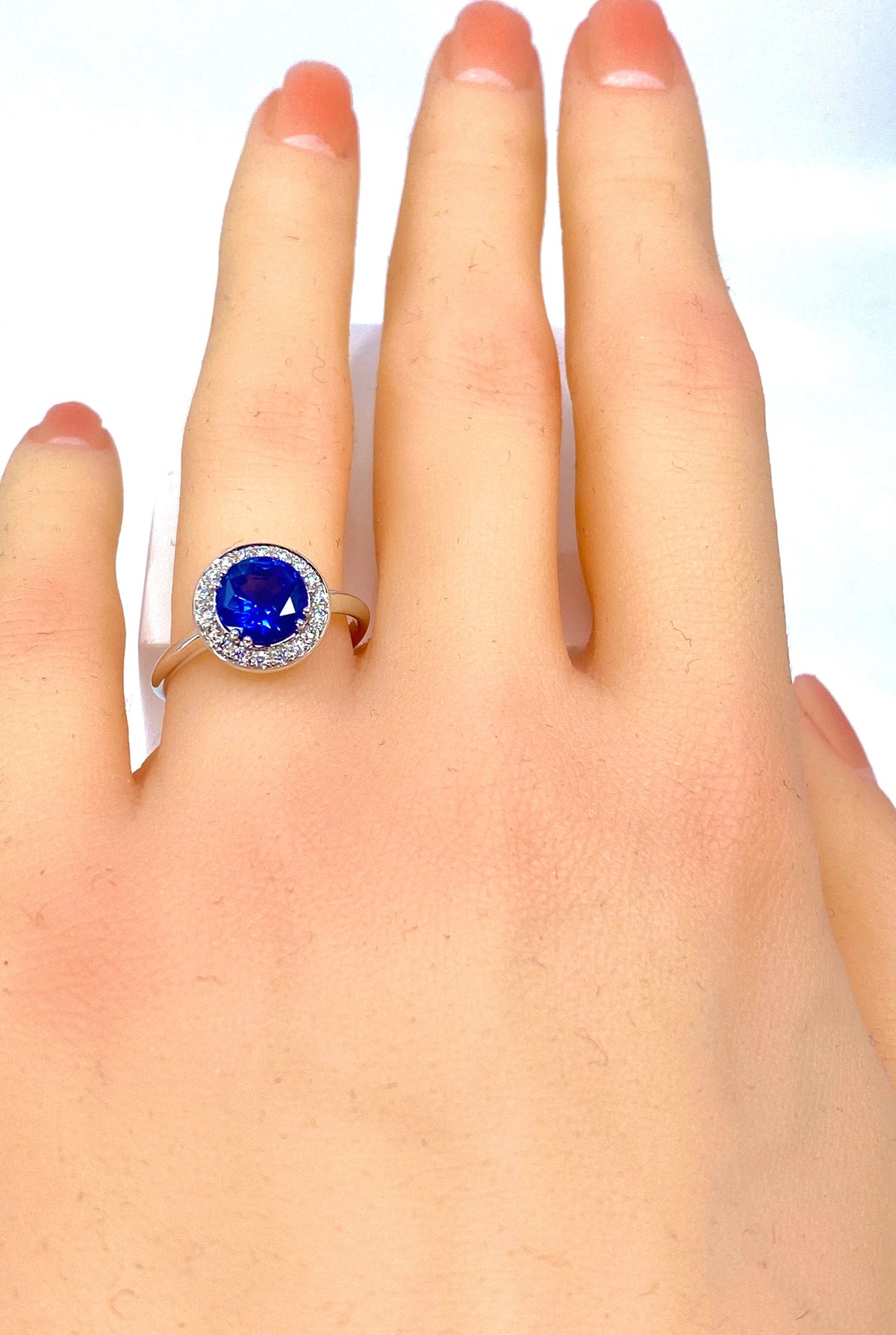 18k White Gold Sapphire and Diamond Engagement Ring