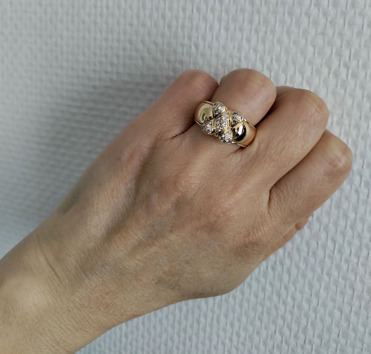 MAUBOUSSIN vintage Harlequin ring yellow gold and diamonds