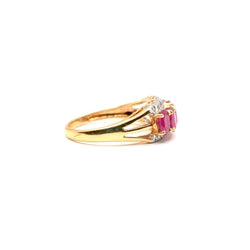 Bague vintage rubis diamants
