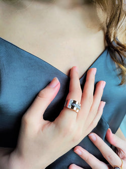 Bague Tank Or Jaune Et Diamants