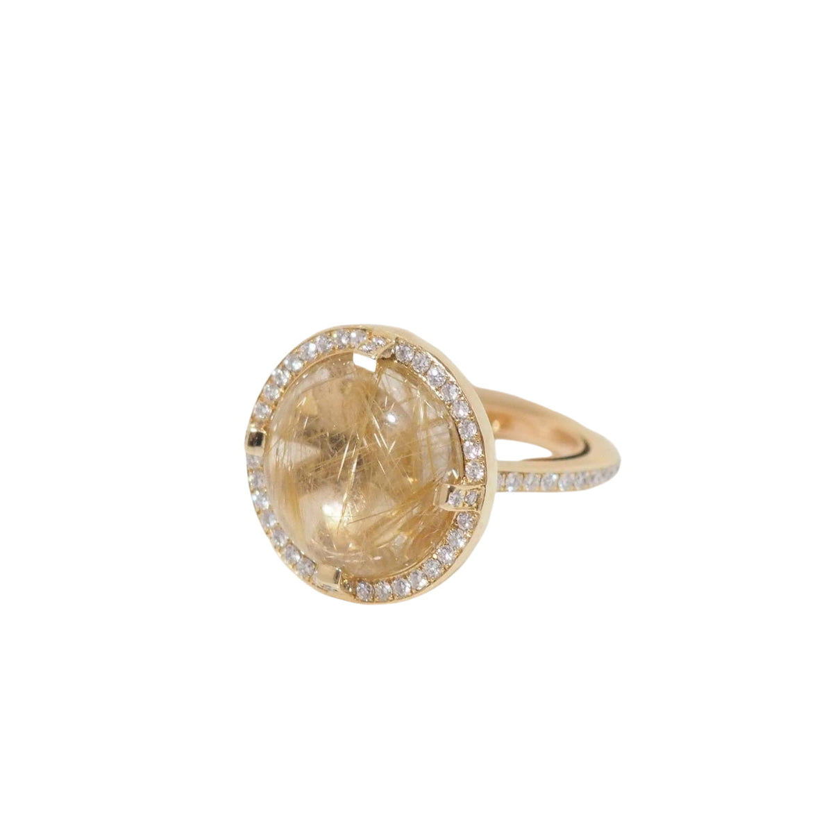 Bague CHAUMET Attrape Moi Galet en or jaune, Quartz rutile et diamants