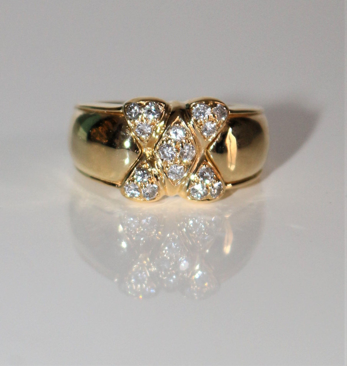 MAUBOUSSIN vintage Harlequin ring yellow gold and diamonds