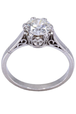 Solitaire ancien diamant 1.20 carat en platine