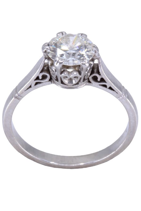 Solitaire ancien diamant 1.20 carat en platine