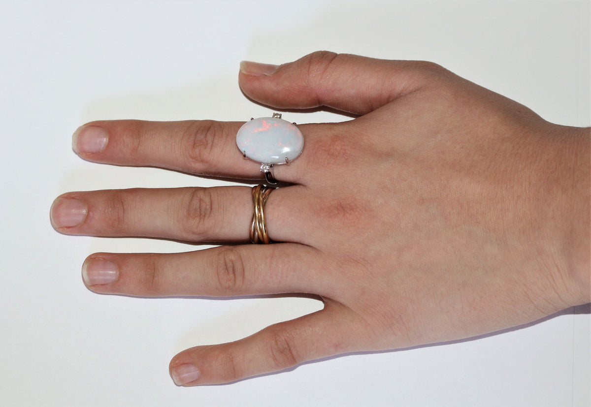 Australian White Opal Cocktail Ring