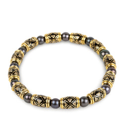 Collier VERNEY en or jaune, perles grises de Tahiti, émail et diamants