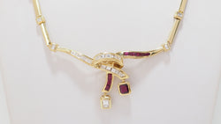 Vintage Necklace In Yellow Gold, Diamonds And Rubies