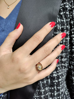 1940s Godronné And Openwork Ring