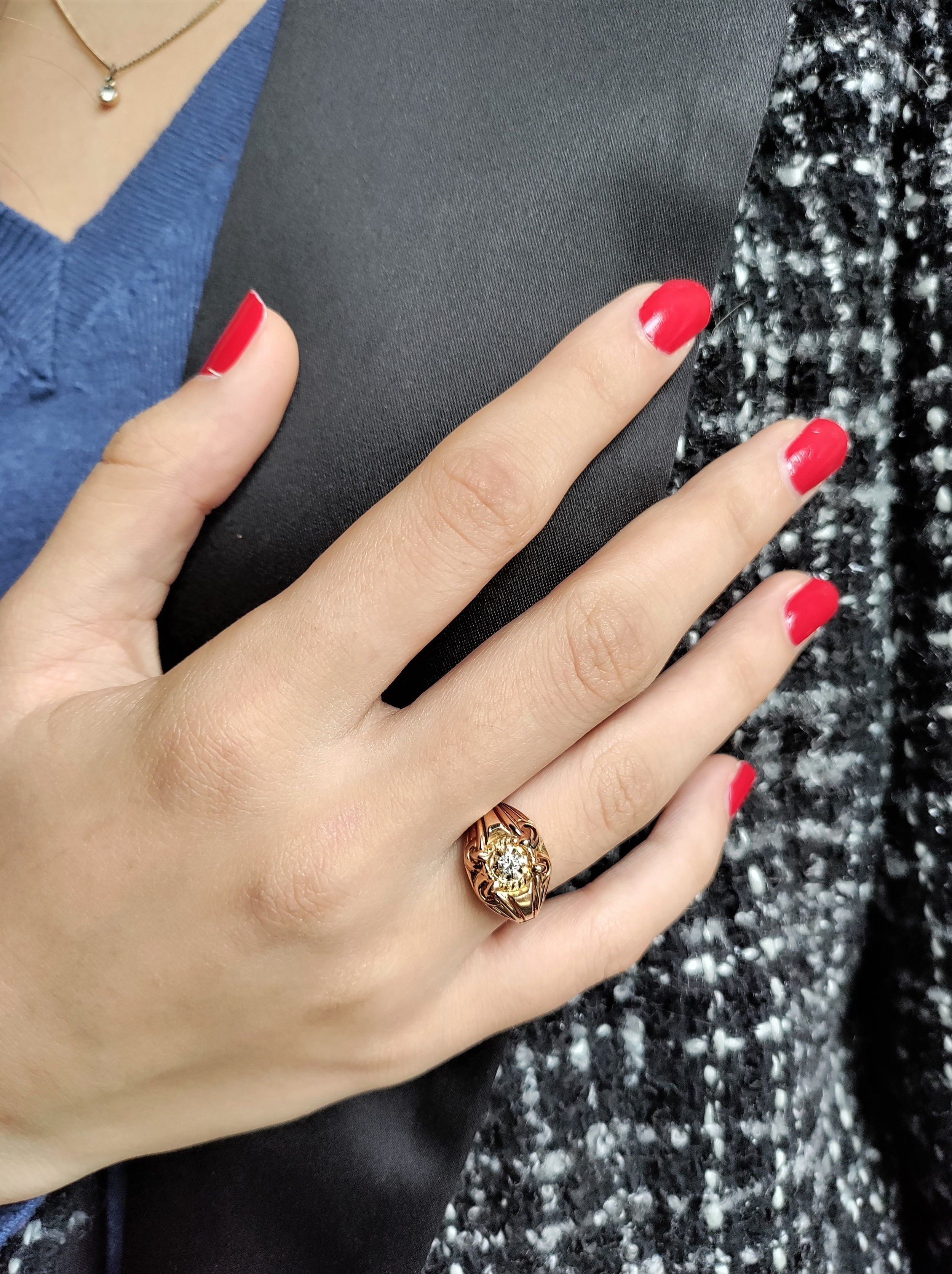 1940s Godronné And Openwork Ring