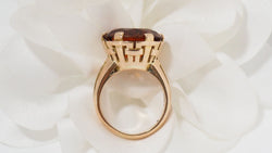 Vintage rose gold and orange sapphire ring 