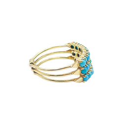 Bague Semainier en or jaune et turquoises