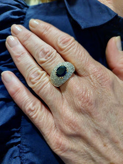 Bague moderne saphir et diamant en or jaune