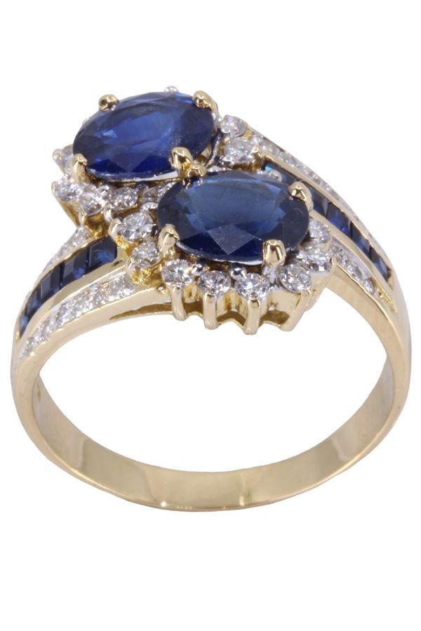 Toi et moi saphirs et diamants en or jaune