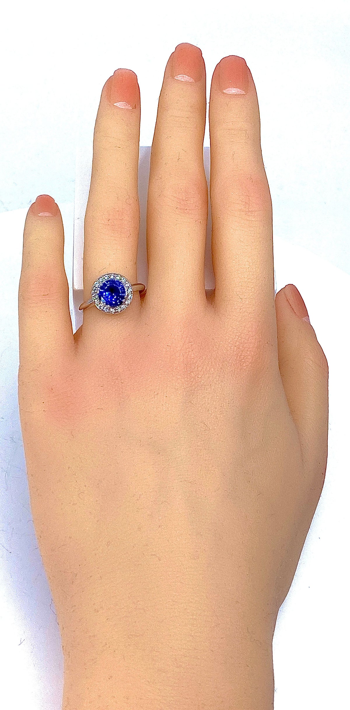 18k White Gold Sapphire and Diamond Engagement Ring