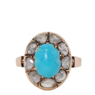 Bague Marguerite en or rose, turquoise et diamants