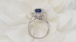 Entourage ring in white gold, sapphire and diamonds 