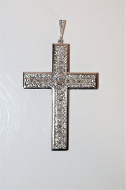 Pendentif Croix En Platine Et Diamants Art Déco