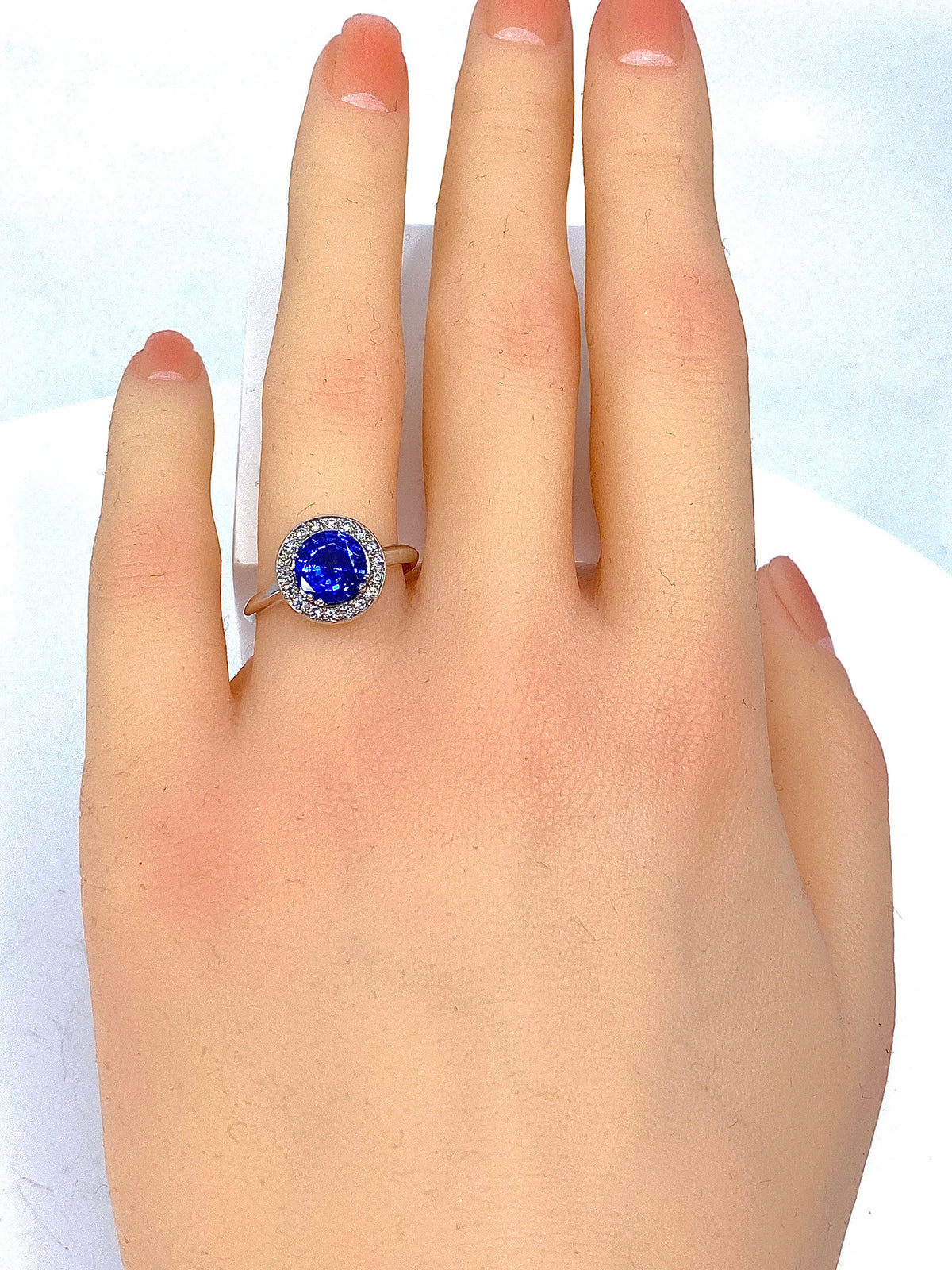 18k White Gold Sapphire and Diamond Engagement Ring