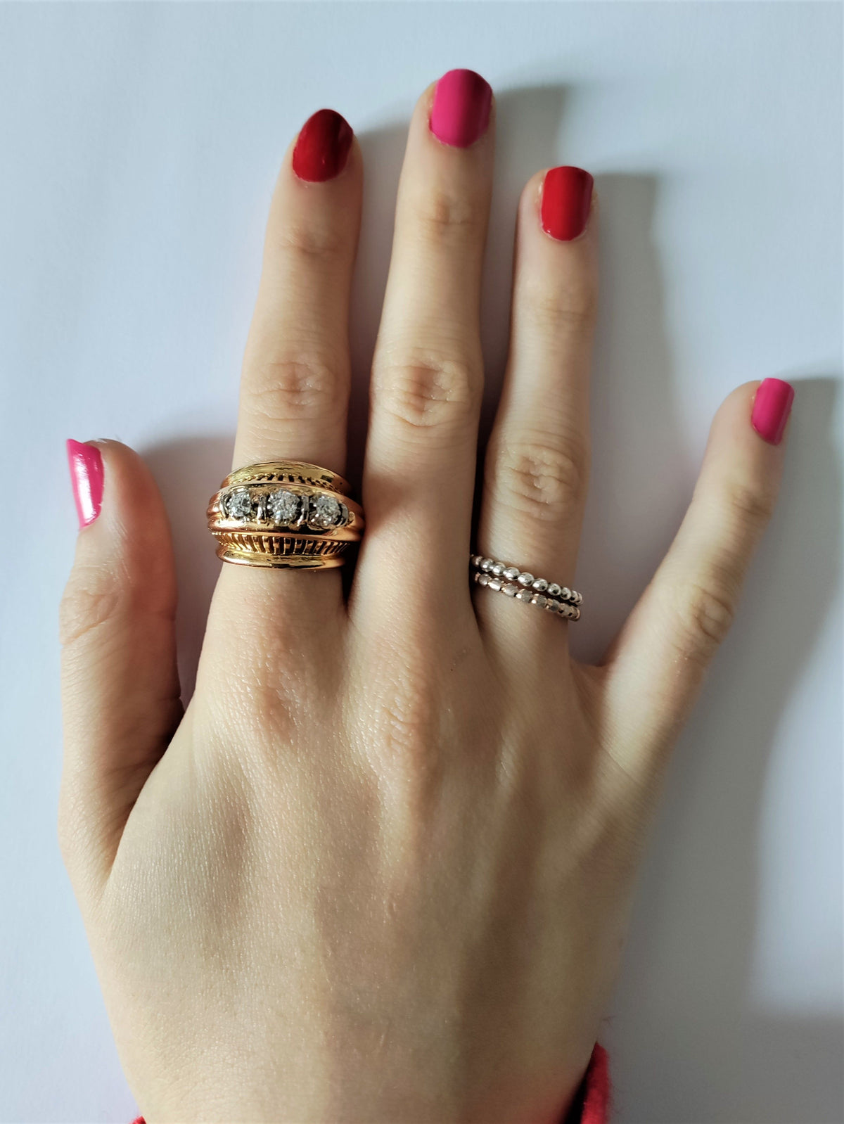 Retro Diamond Trilogy Ring
