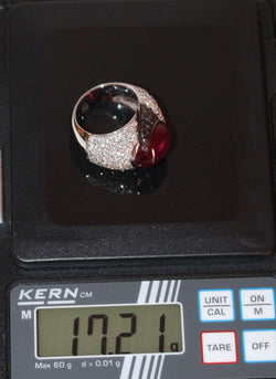 Cocktail ring in white gold, tourmaline and diamond