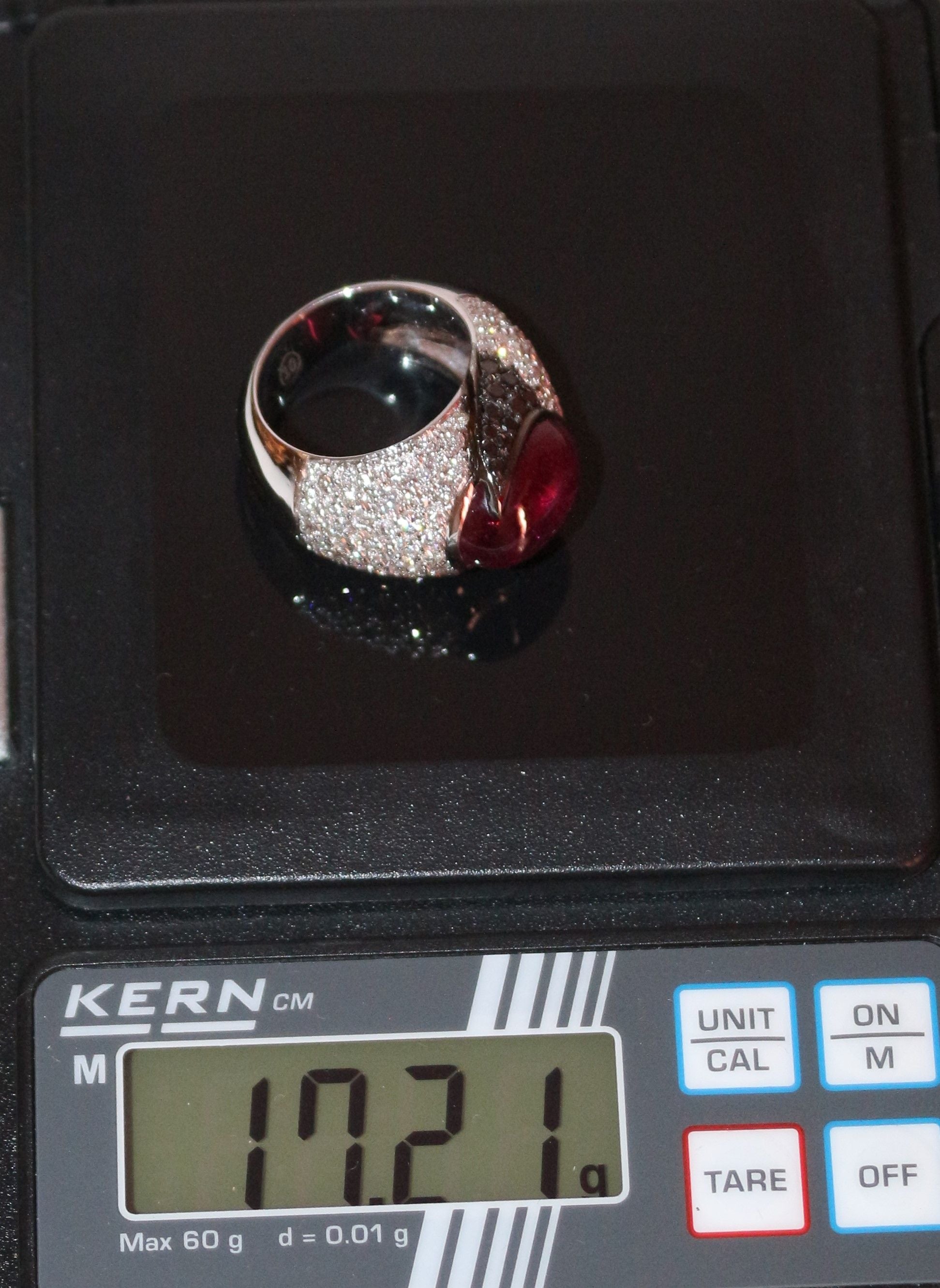 Cocktail ring in white gold, tourmaline and diamond