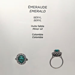 Pompadour ring in white gold, emerald and diamond