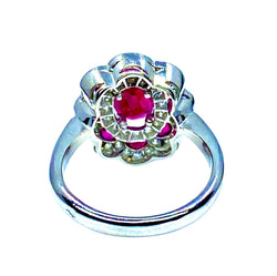 18k White Gold Ruby and Diamond Daisy Ring