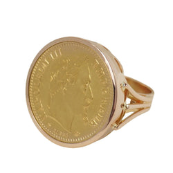 Bague Chevalière Pièce Napoléon III en or jaune