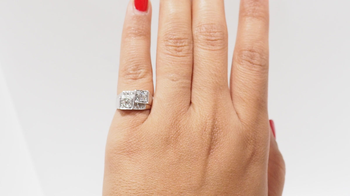 Bague Art Déco en platine et diamants
