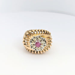 Bague or rose et rubis